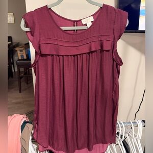 LOFT Rich Burgundy Sleeveless Top